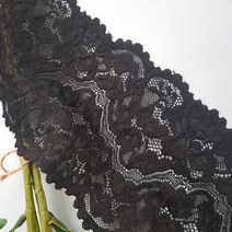 dklace 스판레이스 DK-6411 폭 13cm 자가드 / 270cm (3yd) 단위 판매, 블랙