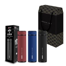 스텐텀블러 1+1 티 텀블러 진공 냉온텀블러 500ml 스위스윙거 추석선물세트, 와인+블루