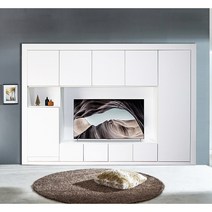 루이핏 거실 TV 붙박이장 330cm, 화이트 그레이 무광
