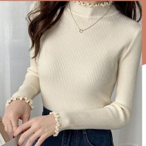 골지 여성 폴라 티셔츠 셔링 여자 폴라티 니트티 7색 280656