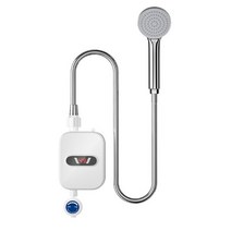 전기순간온수기 3500W 탱크 없는 전기 온수기 욕실 온도 표시 EU 플러그, 01 Burgundy