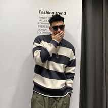 캐주얼니트웨어 서태랑 굵은 스트라이프 스웨터 남자 트렌드 개성 와이드 루즈핏 오버핏 아메카지스타일 이너 2063540545