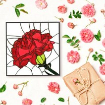수재샵 [액자포함] 카네이션한송이 (라운드 2.8mm 3D 가로 20cm X 세로 20cm) 보석십자수