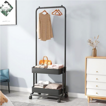 트롤리 이동식 모던 행거 2단, 블랙