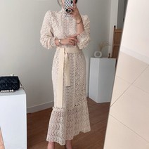 포포베이비 펀칭 레이스 롱 하객 원피스 돌잔치 엄마원피스