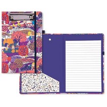 Vera Bradley 리필 가능한 안감 메모장이 있는 미니 클립보드 폴리오 내부 포켓과 펜 루프가 있는 패드폴리오 로즈 투알, Fall for Peanuts