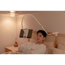 핸드폰거치대 그립톡증정 침대 스마트폰 갤럭시 아이패드 태블릿 코브라 자바라 누워서 휴대폰 거치대, 로즈골드(지바그립톡증정), 85cm, 1개
