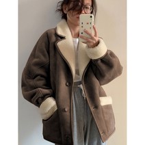 JS2486 여자 겨울 고퀄 후리스 뽀글이 털안감 스웨이드 페이크퍼 에코퍼 카라넥 미디기장 리버시블 무스탕 방한 점퍼 재킷 코트 데일리룩