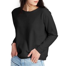 Hanes 여성용 V 노치 풀오버 플리스 스웨트셔츠 브이넥 풀오버 플리스 스웨트셔츠 에보니