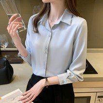 여자가디건패션 가을옷 스타일리쉬 긴 소매 유니폼블라우스 여성 퀄리티 쉬폰 상의 시크 새틴 반팔셔츠 트렌드 3949621870