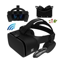 VR 헤드셋 컨트롤러 포함 가상현실 3D 게임 영화용 헤드폰, Black
