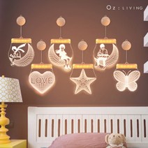 자녀방인테리어 장식 조명 자녀방꾸미기 인테리어LED 감성3D 카페 걸이형 무드등, 걸이용무드등기타소년