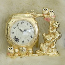 [미아트] 데일리데코 로얄 할로니 꾸러기 탁상시계 벽시계, 색상:금색