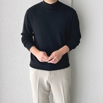 코튼 부드러운 캐시 비스코스 스판 반폴라 스웨터 반목티 니트 (10color)