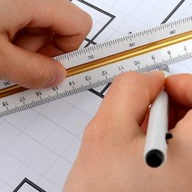 삼각스케일 인테리어 자 건축 작도 도면 척도 점선, 30cm-고배율