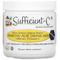 Sufficient C 고용량 이뮨 에이드 드링크 믹스 레몬 복숭아 4 000mg 250g (용량확인필수), 250 g