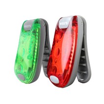 [웨어스] LED 야간안전등 (2개입) 자전거후미등 경광등 강아지led 다용도led라이트 클립형 벨크로밴드 포함, 빨강-녹색