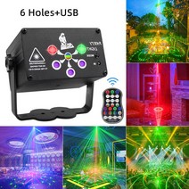 파티미러볼 오로라조명 디스코 조명 RGB LED 레이저 무대 빔 라이트 Dj 미니 볼 스트로브 효과와 이동 헤드, 04 6 Holes USB, 1세트