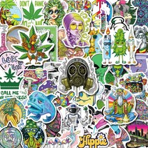 야구헬멧스티커 50pcs 대마 잎 Weed 스티커 DIY 전화 헬멧 수하물 노트북 자동차 가방 방수 낙서 장난감, 단일옵션