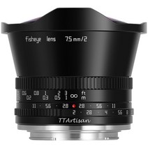 TTArtisan 티티아티산 7.5mm f2 광각 어안 렌즈 소니 캐논 니콘 후지 크롭렌즈, 블랙, 후지 X