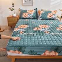 라지킹침대 두꺼운 퀼트 장착 침대 시트 퀸 킹 사이즈 미끄럼 방지 방진 커버 1 장, [05] 1pc sheet200x220x30, [12] yirenqinxian