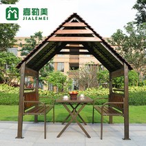 야외 정자 조립식 원두막 정자 파고라 옥상 관광지, W자형 테이블 작은 통나무집