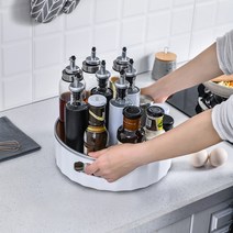 화장품 양념통 원형 다용도 수납대 회전 트레이회전트레이 화장대정리 양념통정리 화장품트레이 원형트레이 양념정리대 화장품수납 수납대 다용도수납 조미료수납 회전수납판, 대