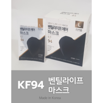벤틸라이프 KF94 에어스루 새부리 2D 마스크 대형 블랙 (서림), 블랙 (100매)