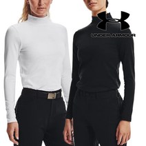 언더아머 UA 여성골프웨어 깔끔한 여성 슬림핏 모크넥, XXL, 블랙