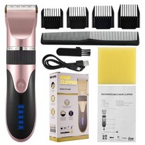 전문 헤어 트리머 디지털 USB 충전식 머리 깎기 남자 이발 세라믹 블레이드 면도기 헤어 커터 이발사 기계, PINK WITH BOX