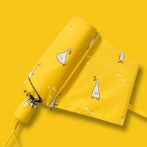 새로운 만화 오리 디자인 자동 우산 노란색 방풍 UV 보호 여성 소녀 햇살과 비오는 접는