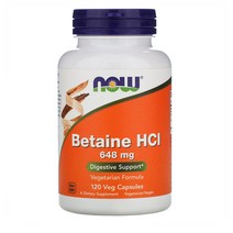 NOW Foods Betaine HCL 베타인 648mg 120캡슐 1개, 2개