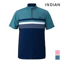 인디안 INDIAN 스트라이프 패턴 하프넥 반짚업 티셔츠_MITASXM3141
