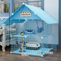 아이리스 고양이 케이지 대형 철장 2단 3단, [75*75*110] 이층 빌라, 패키지 2 (패키지 1 해먹)