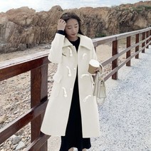 크림 핸드메이드코트 44사이즈 키작녀 롱코트 울 158 리얼 샷 새로운 레드 자체제작 아이보리