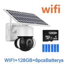 SHIWOJIA-태양광 카메라 4G SIM /Wifi 야외 무선 Cctv 클라우드 H265 태양광 정원 조명 보안 감시 배터리 캠, [02] WHITE WIFI ADD 128GB