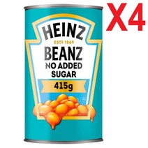 Heinz 하인즈 베이크드 빈 무설탕 통조림 캔 Baked Beans No Added Sugar 415g, 4개