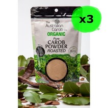 The AUSTRALIAN CAROB CO. USDA오가닉 로스트 캐롭 파우더 가루 분말 200g 3팩 ORGANIC ROASTED CAROB POWDER NON-GMO, 3개