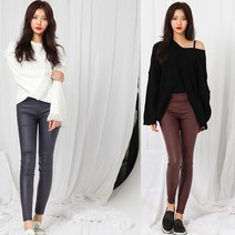 여성 여자 코팅 스키니 데님 팬츠 밴딩 슬림 청바지