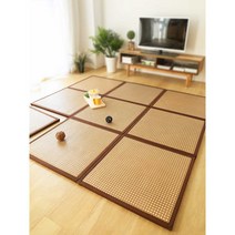 일본식 다다미 매트 등나무 여름 라탄 돗자리 카페트, 그린 덩굴 색상 60x60cm