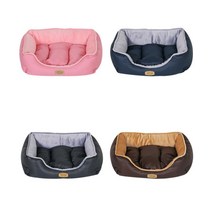 중형견 세련된 매트 강아지 하우스 집 L 강아지침구 두마리 예쁜, 브라운