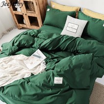 킹사이즈 이불세트 손님용이불 홈 섬유 겨울 농축 침구 세트 짙은 녹색 침대 세트 3-4pcs 킹 이불 커버 + 플랫 시트 + 베개 커버 침구