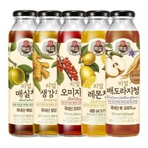 CJ제일제당 백설 리얼청 5종 매실/생강/오미자/레몬/배도라지청, 상세설명 참조, 07. 생강청 2개 + 오미자청 1개
