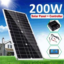 아파트태양광 휴대용 캠핑 아파트 태양광 발전 가정용 판넬 모듈 무소음 태양전지판 베란다 설치 야외 여행 카 요트 보트에 대 한 200 18 폴리 태양 전지 패널 태양 광 시스템, 60a 컨트롤러 포함, 200w