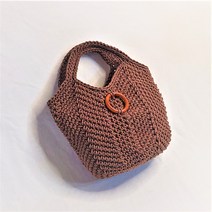코바늘 그래니스퀘어 미니 토트백 뜨기 동영상 DIY 키트, 베이지