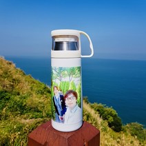 빈스메이드 캐릭터텀블러 대두사진 주문제작텀블러 포토텀블러 이니셜텀블러, 화이트, 500ml