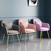 북유럽 등받이 식탁의자 심플 컬러 공주 메이크업, 핑크 황금 다리 베개 없음 특별 제공