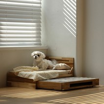 벨르펫홈 수제 원목 프리미엄 침대 스탠다드, 브라운