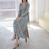 A2507 에스닉 플라워 긴팔 원피스