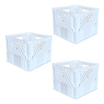 뉴플라스틱 플라스틱 우유상자 밀크박스 감성 캠핑 운반 수납 바구니 3개 1세트, 우유_화이트(3개묶음)